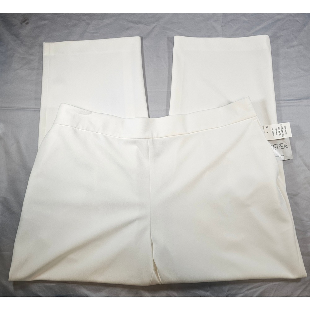 Kasper 18W Vanilla Ice white Pull On Straight Leg Slacks Pants NWT 1541